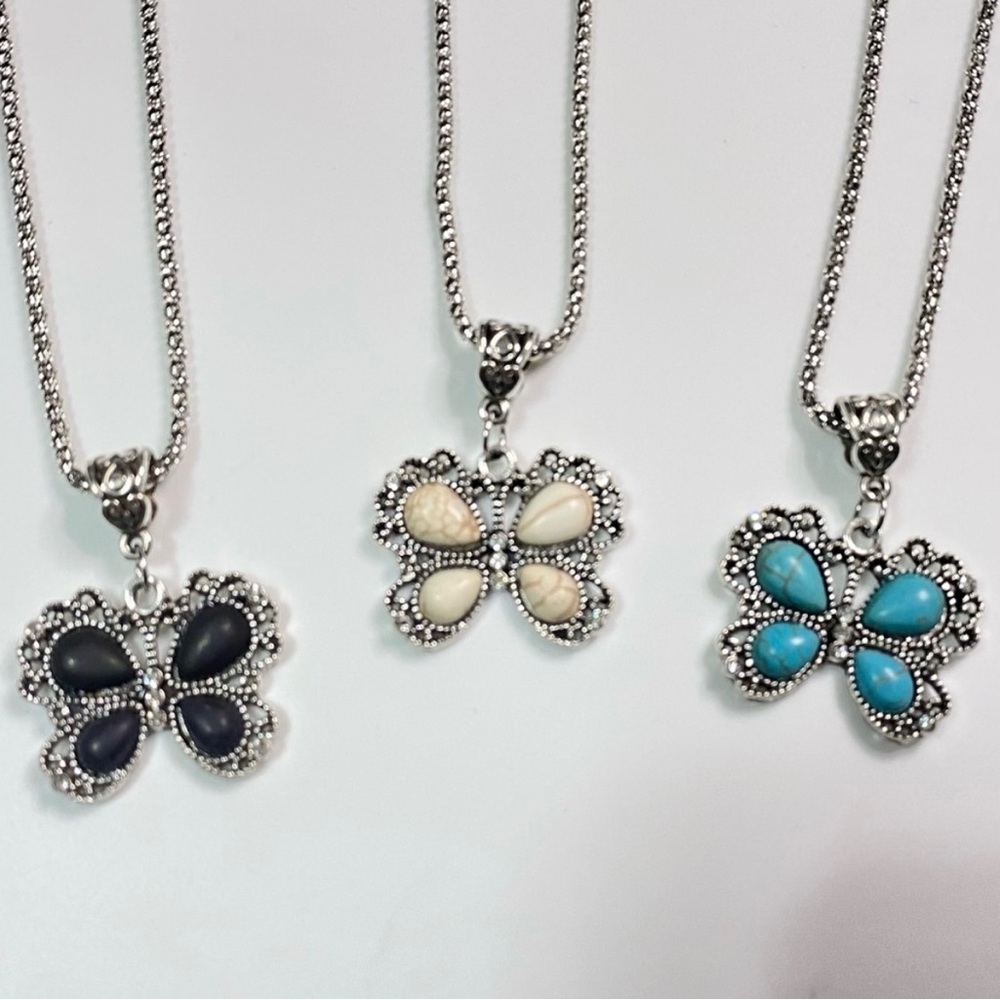 Butterfly Semiprecious Stone Necklace